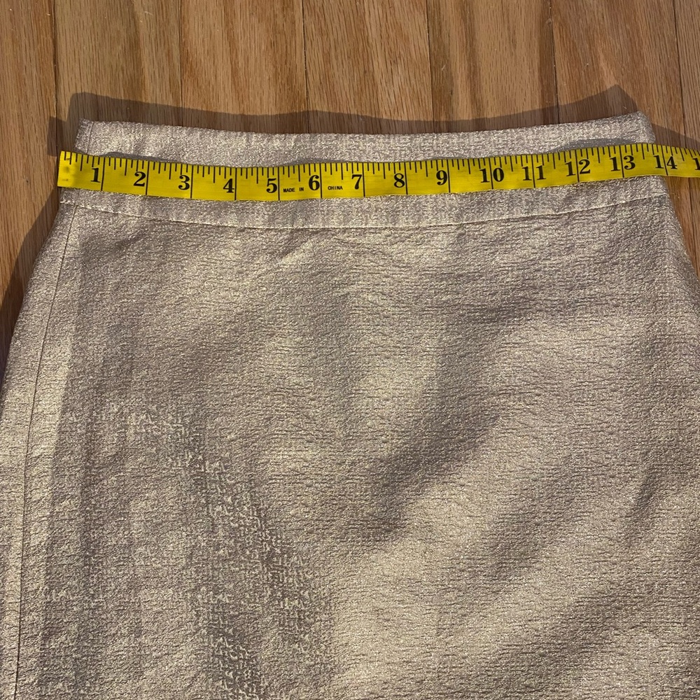 J. Crew Frosted Jacquard Silk Pencil Skirt in Gold Glitter size 4 20112 - Picture 14 of 16